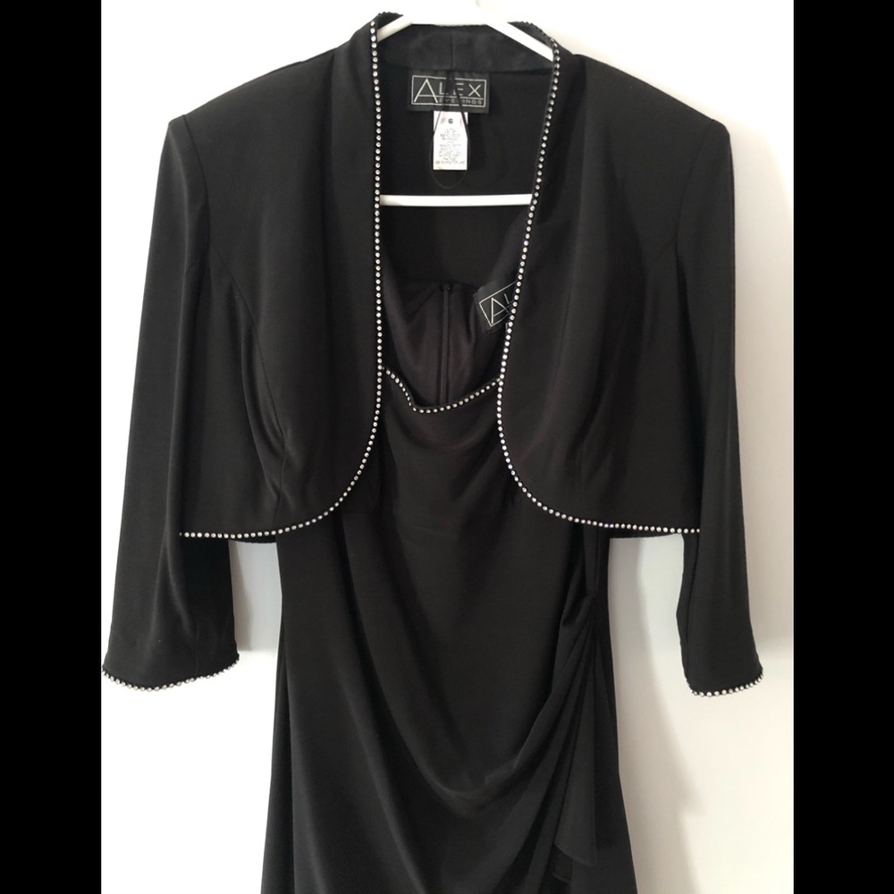 Alex Evenings two piece black dress knee length